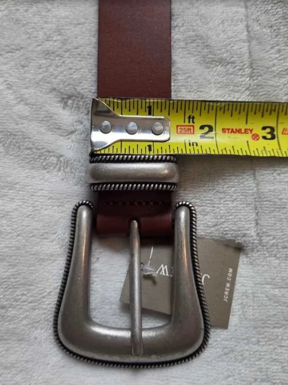 New S J.Crew western buckle belt in Italian leather Rich Saddle Brown